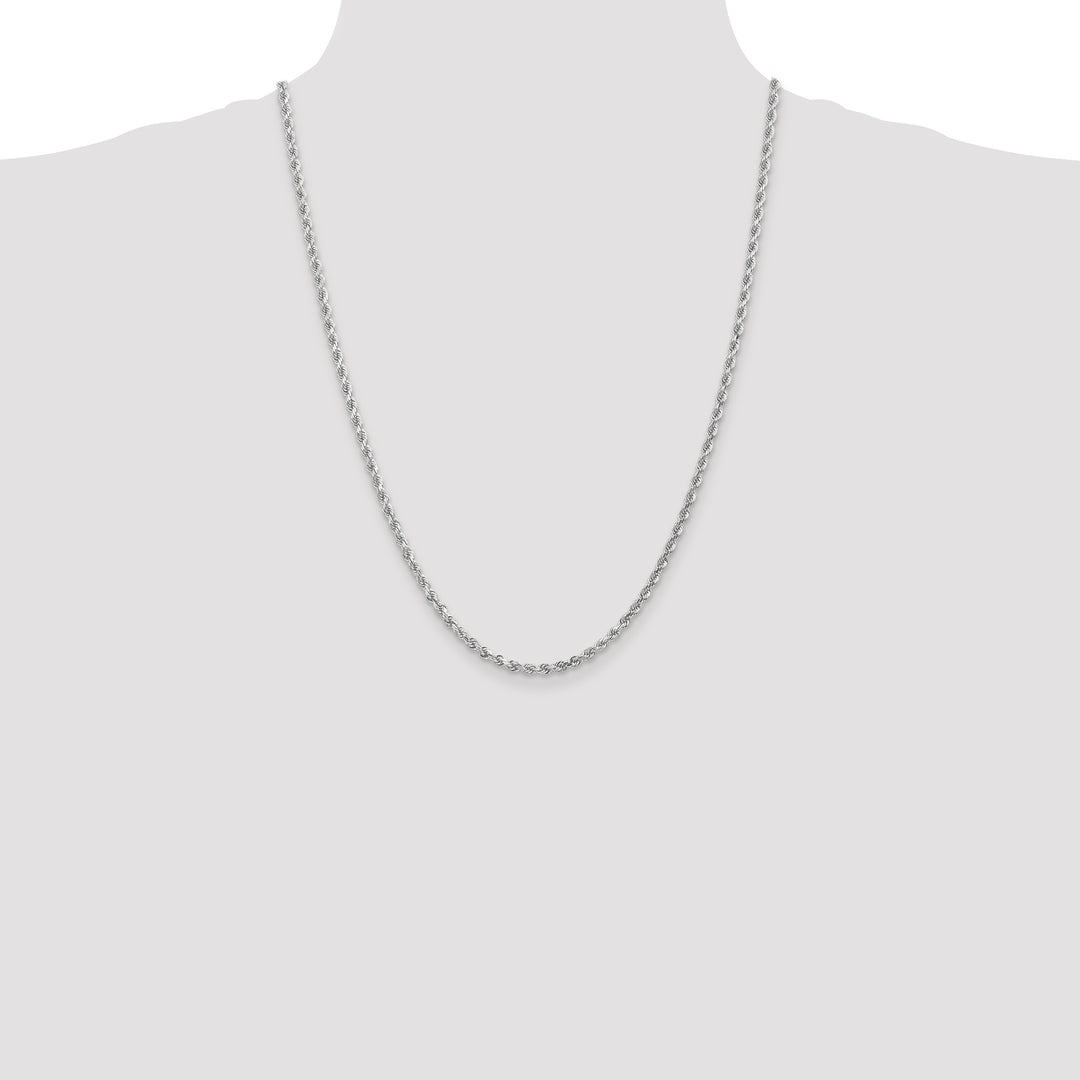 14k White Gold 3.0mm Diamond-cut Rope Chain