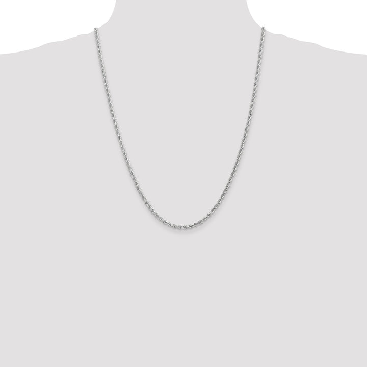 14k White Gold 3.0mm Diamond-cut Rope Chain