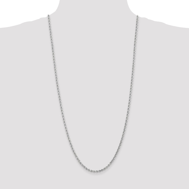 14k White Gold 3.0mm Diamond-cut Rope Chain