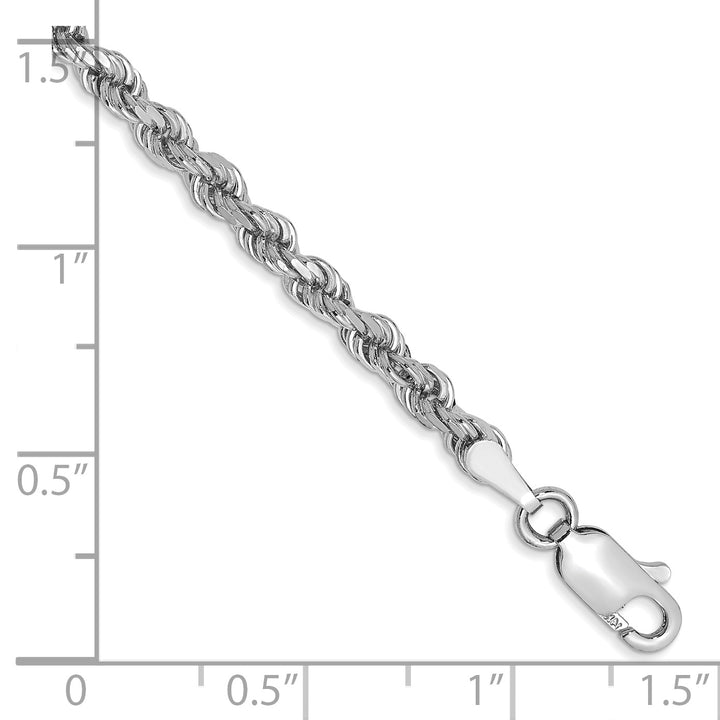 14k White Gold 3.0mm Diamond-cut Rope Chain