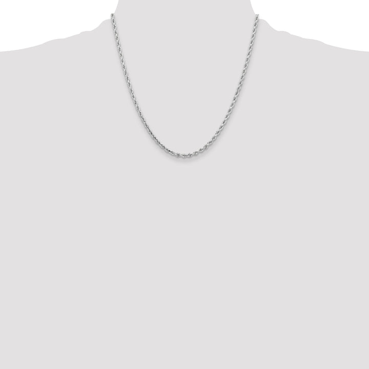 14k White Gold 3.25mm Diamond-cut Rope Chain