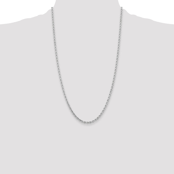 14k White Gold 3.25mm Diamond-cut Rope Chain