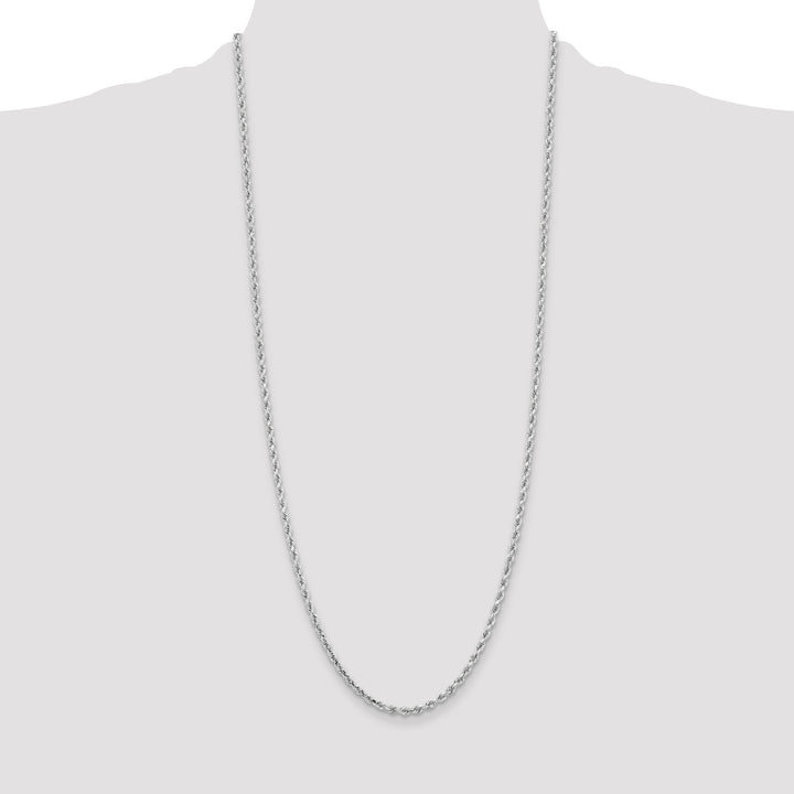 14k White Gold 3.25mm Diamond-cut Rope Chain