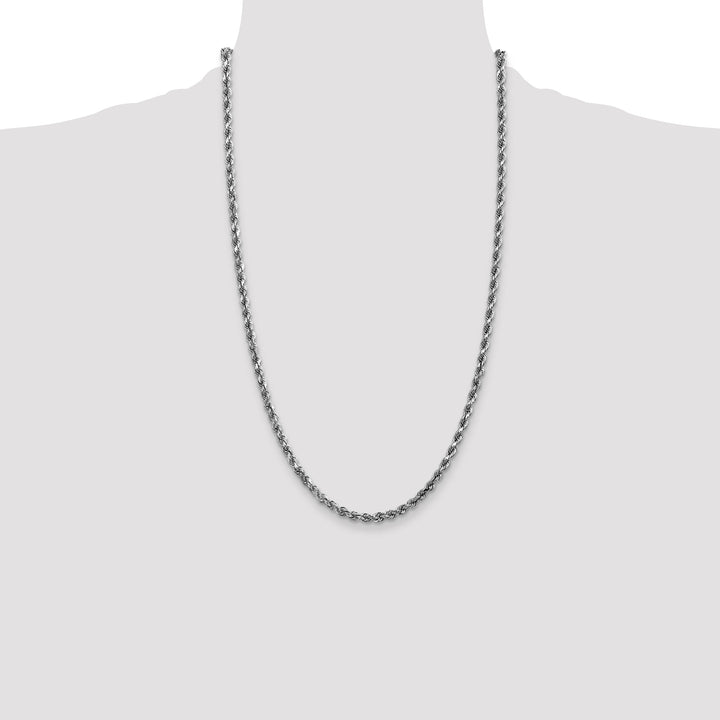 14k White Gold 3.5mm Diamond-cut Rope Chain