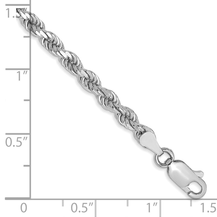 14k White Gold 3.5mm Diamond-cut Rope Chain