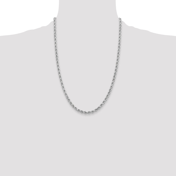 14k White Gold 3.75mm Diamond-cut Rope Chain