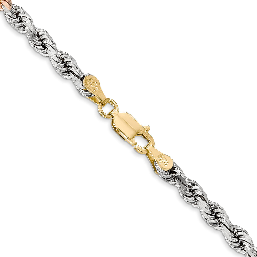 14k Tri-color 4.25mm Diamond-cut Rope Chain