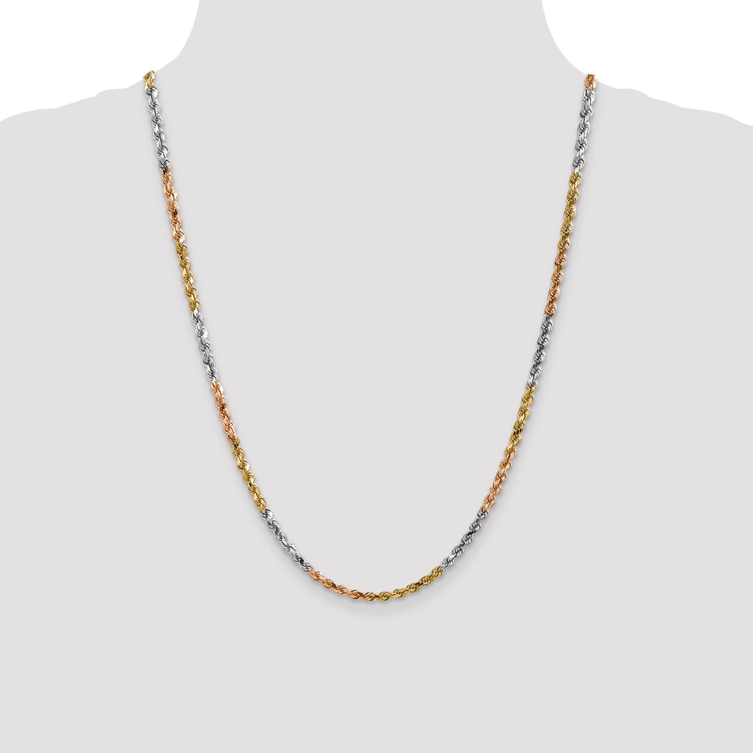14k Tri-color 4.25mm Diamond-cut Rope Chain