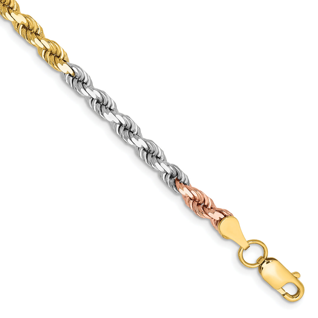 14k Tri-color 4.25mm Diamond-cut Rope Chain