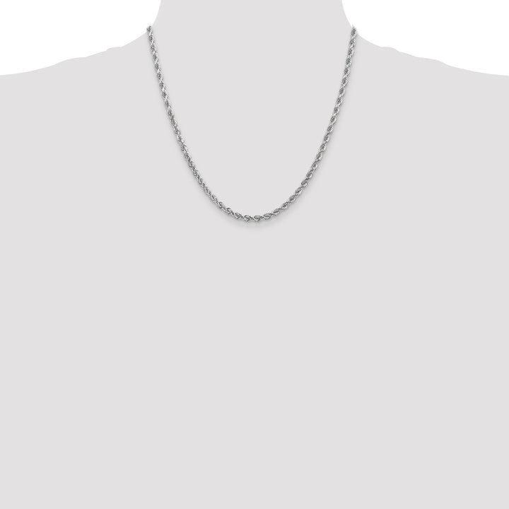 14k White Gold 4.0mm Diamond-cut Rope Chain