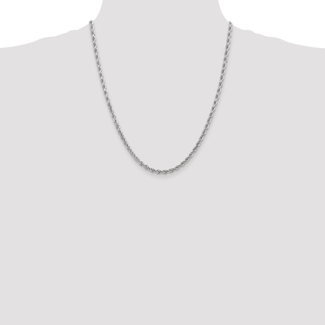 14k White Gold 4.0mm Diamond-cut Rope Chain
