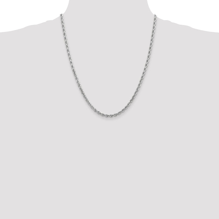 14k White Gold 4.0mm Diamond-cut Rope Chain