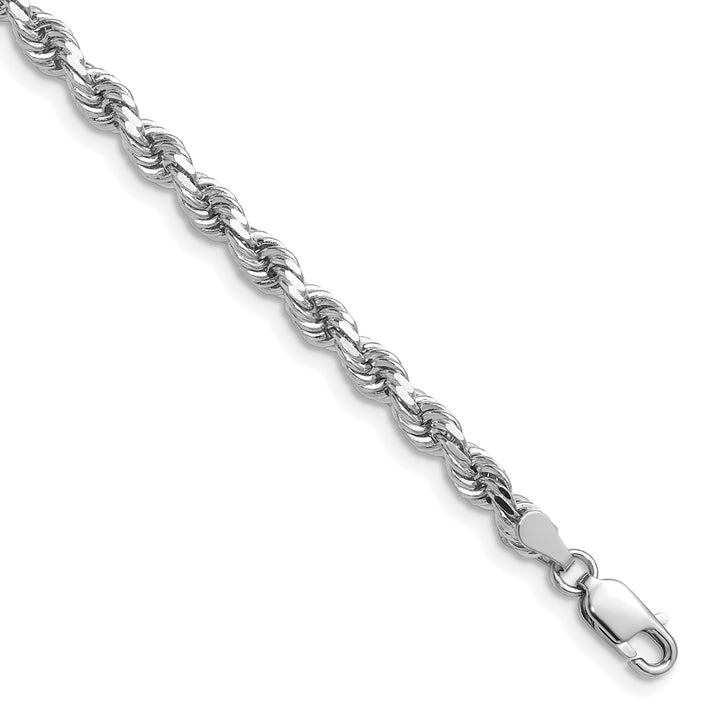 14k White Gold 4.0mm Diamond-cut Rope Chain