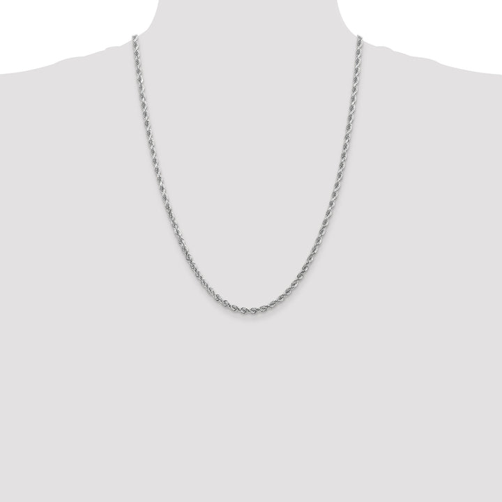 14k White Gold 4.0mm Diamond-cut Rope Chain