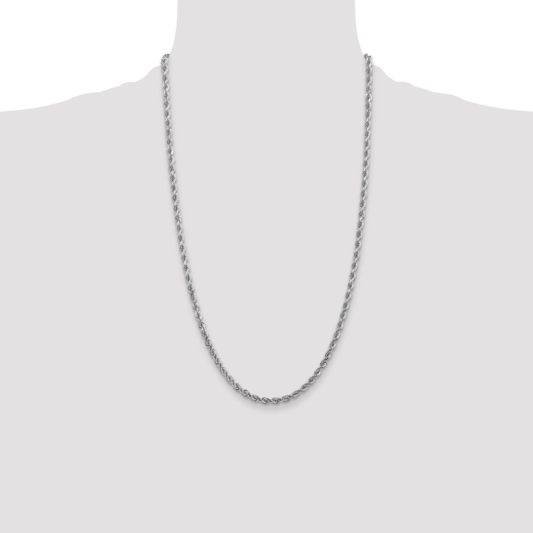14k White Gold 4.0mm Diamond-cut Rope Chain