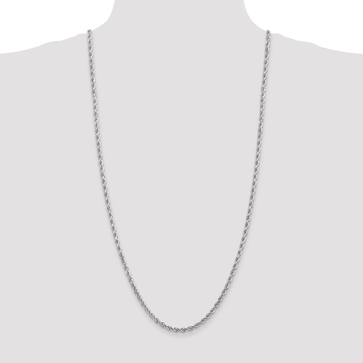14k White Gold 4.0mm Diamond-cut Rope Chain