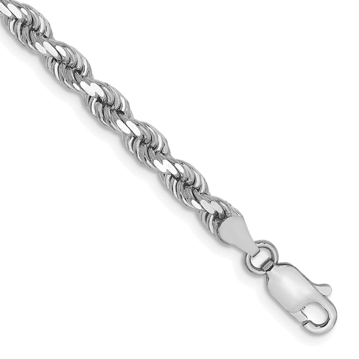 14k White Gold 4.0mm Diamond-cut Rope Chain