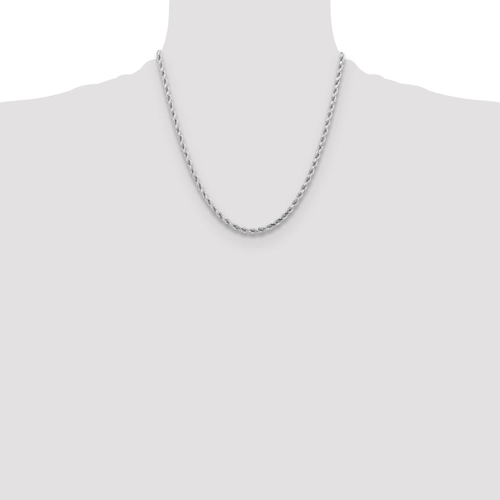 14k White Gold 4.25mm Diamond-cut Rope Chain