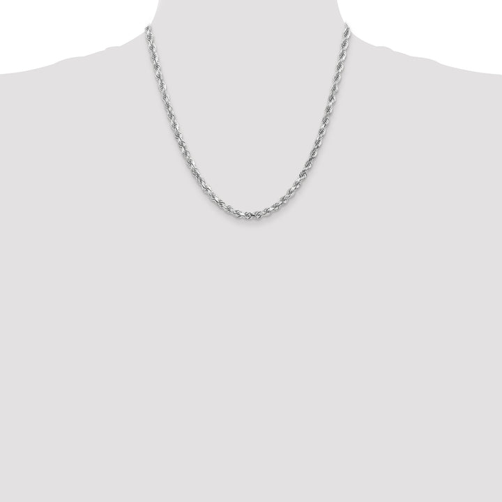 14k Whie Gold 4.5mm Diamond-cut Rope Chain