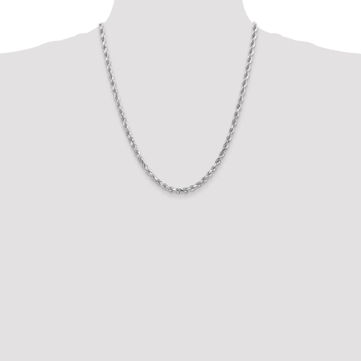 14k Whie Gold 4.5mm Diamond-cut Rope Chain