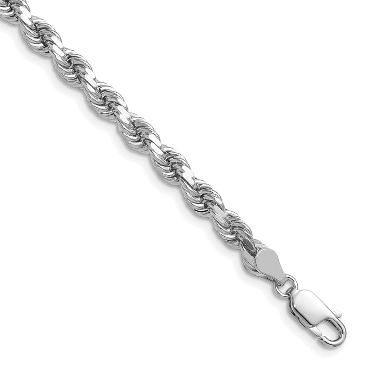 14k Whie Gold 4.5mm Diamond-cut Rope Chain