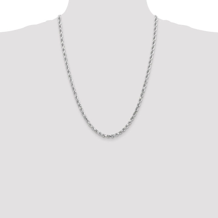 14k Whie Gold 4.5mm Diamond-cut Rope Chain
