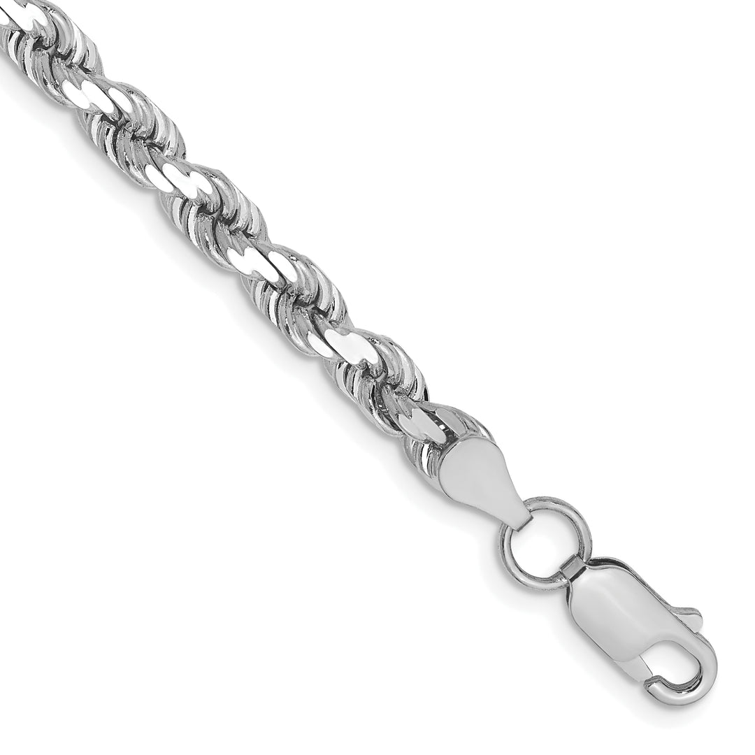 14k Whie Gold 4.5mm Diamond-cut Rope Chain
