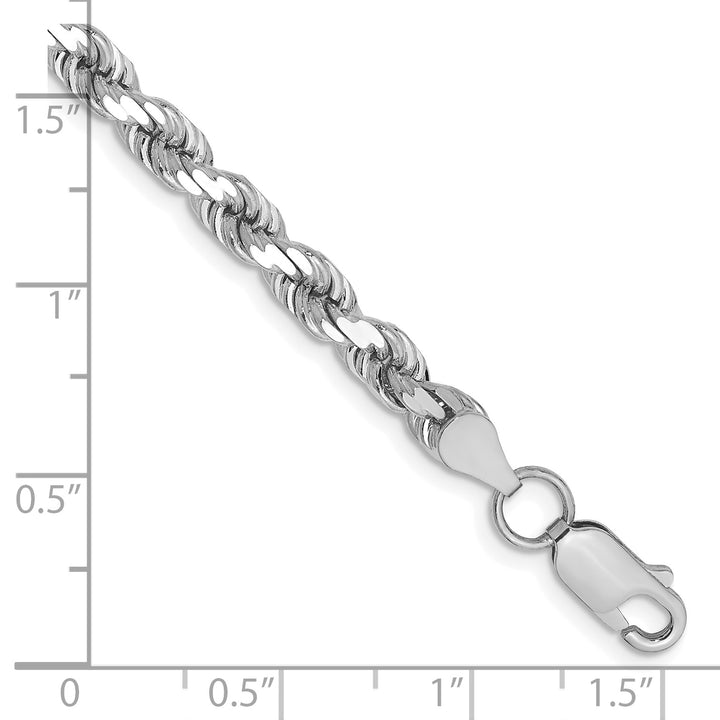 14k Whie Gold 4.5mm Diamond-cut Rope Chain