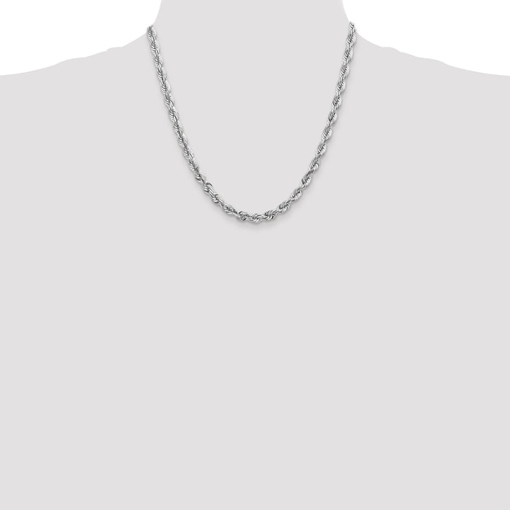 14k White Gold 5.5mm Diamond-cut Rope Chain
