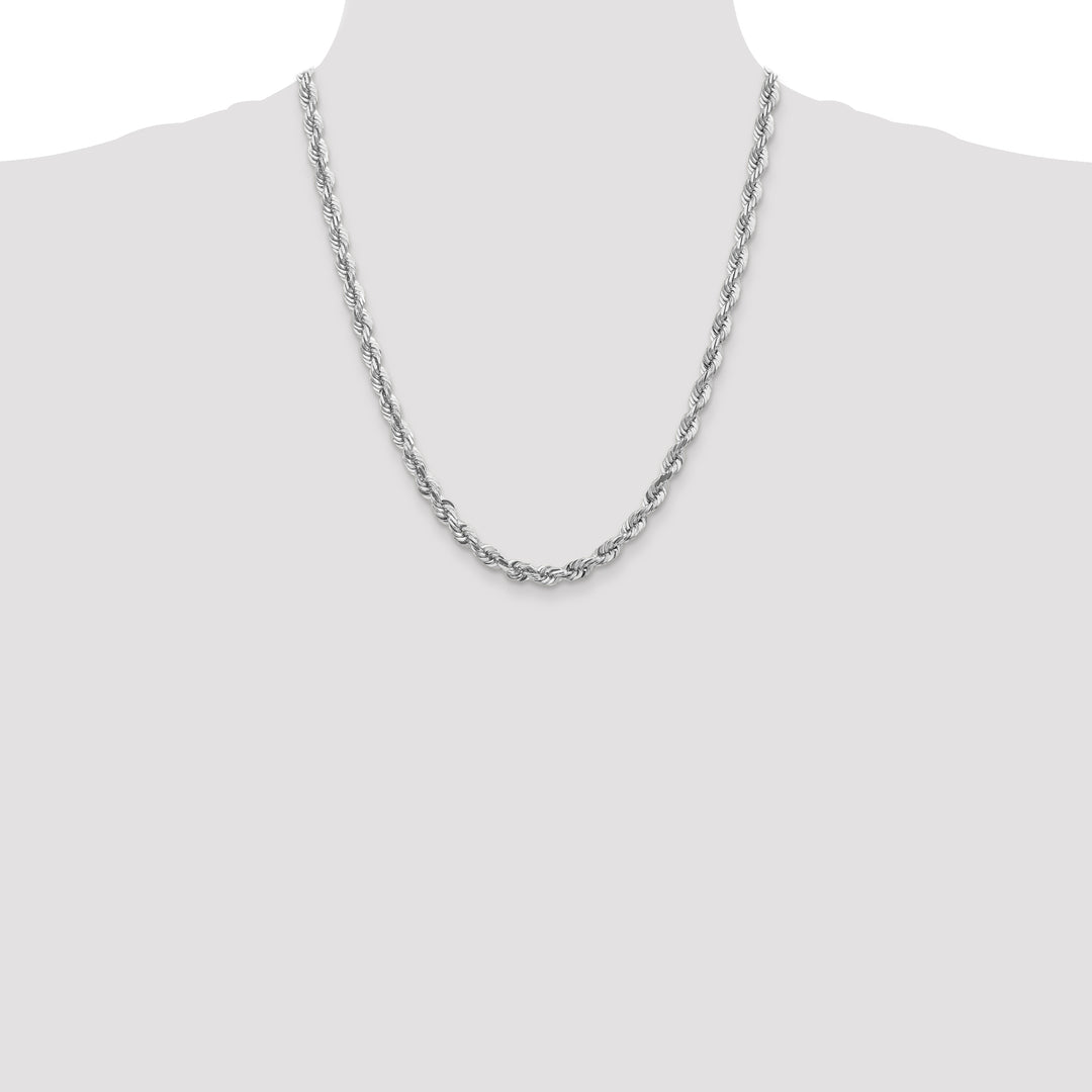 14k White Gold 5.5mm Diamond-cut Rope Chain