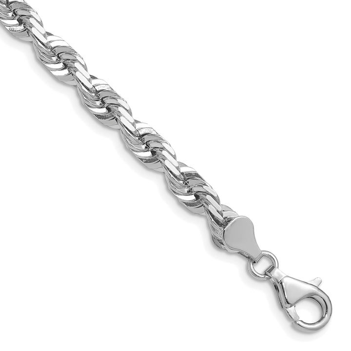 14k White Gold 5.5mm Diamond-cut Rope Chain