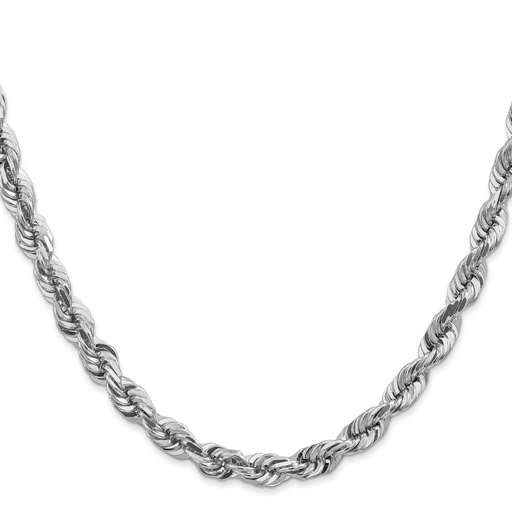 14k White Gold 5.5mm Diamond-cut Rope Chain