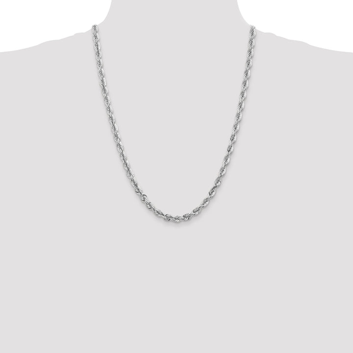 14k White Gold 5.5mm Diamond-cut Rope Chain