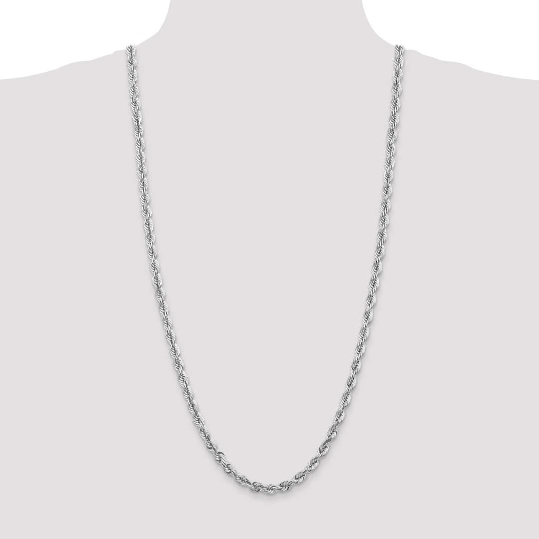 14k White Gold 5.5mm Diamond-cut Rope Chain