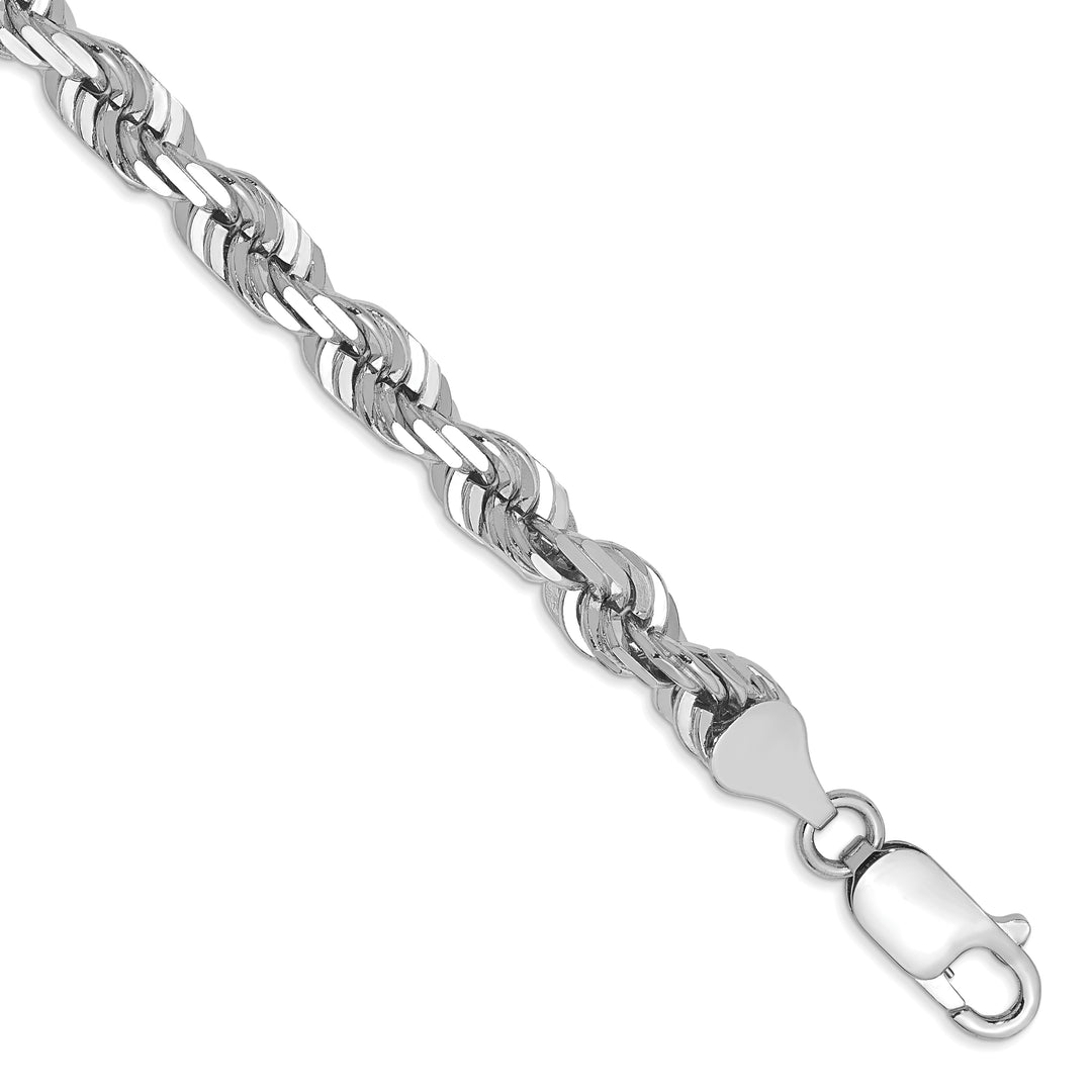 14k White Gold 5.5mm Diamond-cut Rope Chain