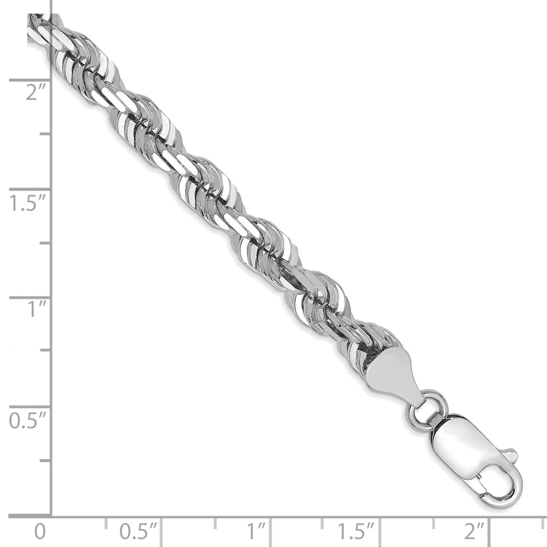 14k White Gold 5.5mm Diamond-cut Rope Chain