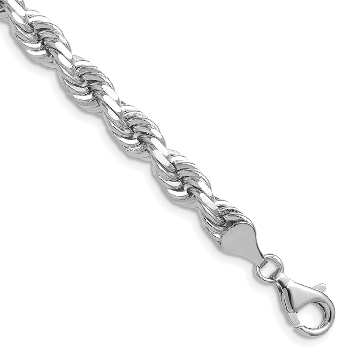 14k White Gold 6.5mm D/C Rope Fancy Lobster Clasp Chain