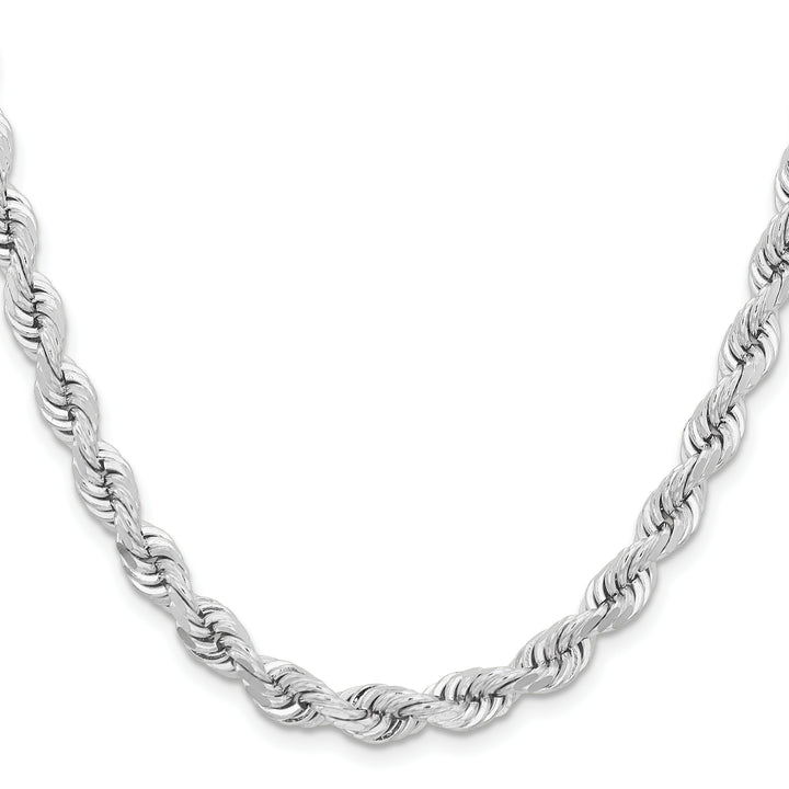 14k White Gold 6.5mm D/C Rope Fancy Lobster Clasp Chain