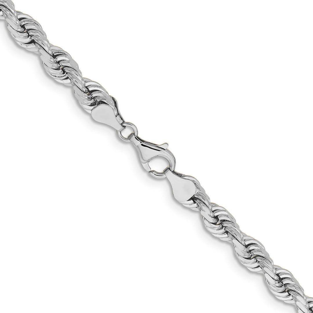 14k White Gold 6.5mm D/C Rope Fancy Lobster Clasp Chain