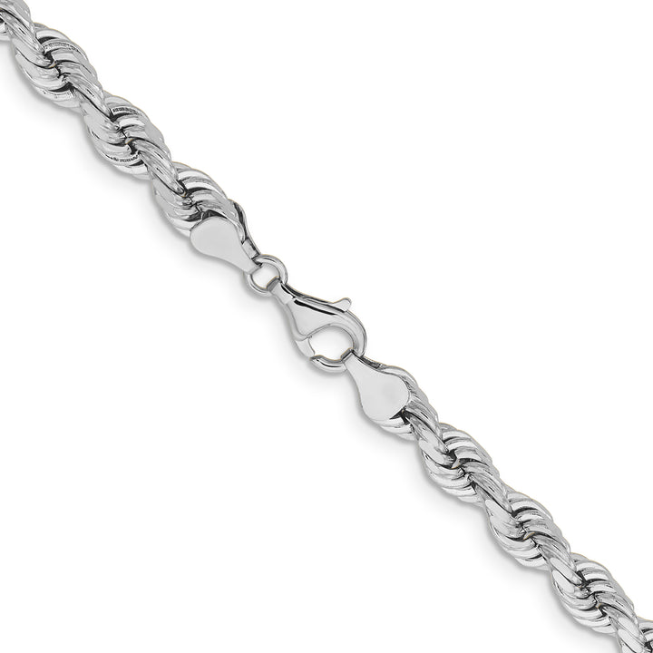 14k White Gold 6.5mm D/C Rope Fancy Lobster Clasp Chain