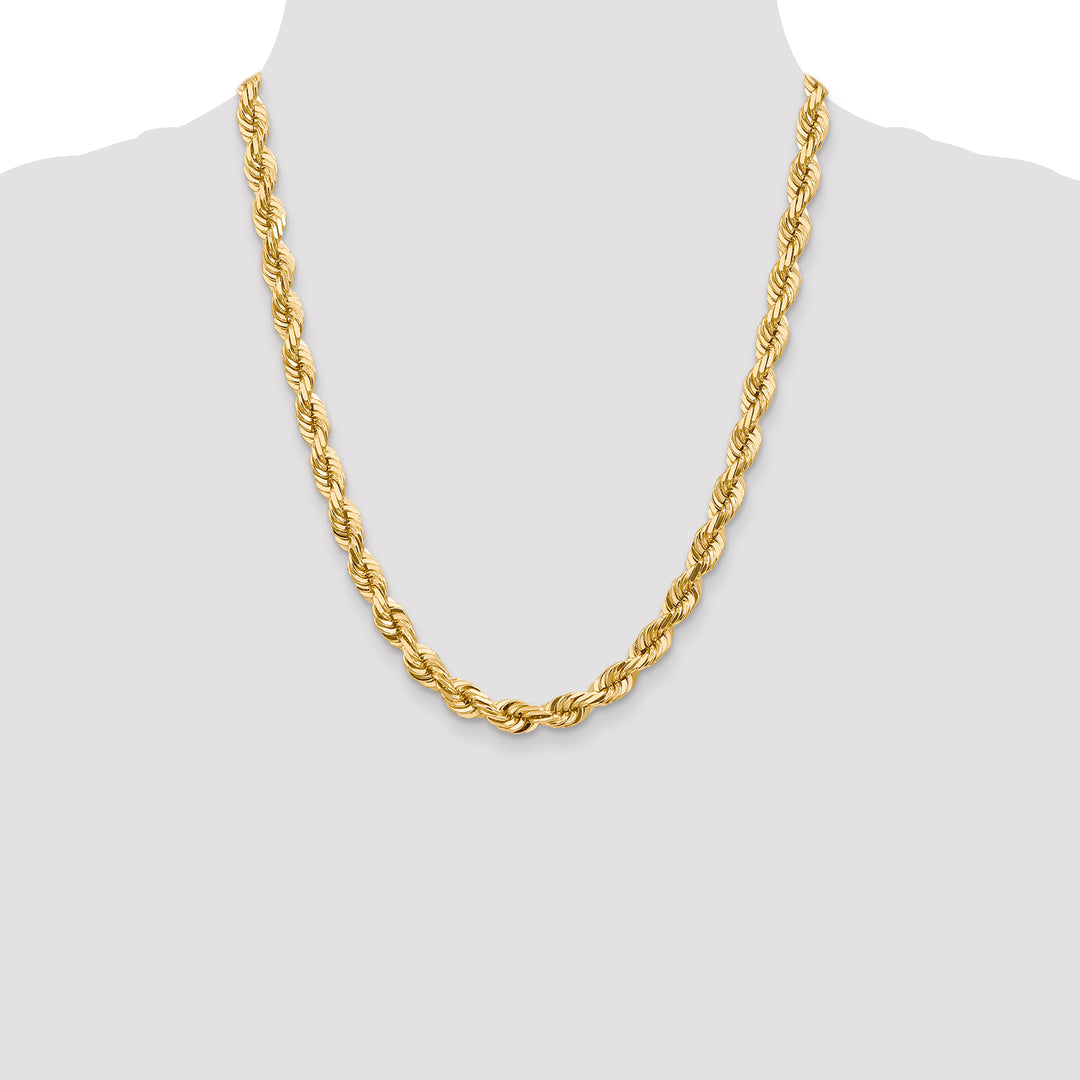 14k 7.0mm D/C Rope Fancy Lobster Clasp Chain