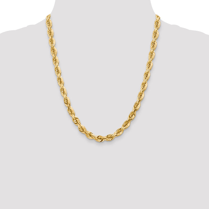 14k 7.0mm D/C Rope Fancy Lobster Clasp Chain
