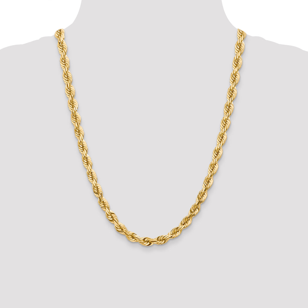 14k 7.0mm D/C Rope Fancy Lobster Clasp Chain