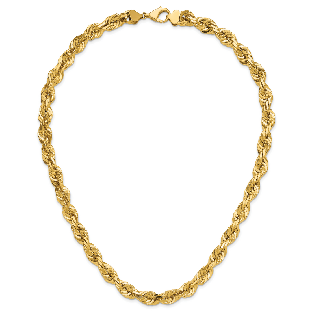 14k 10.0mm D/C Rope Fancy Lobster Clasp Chain