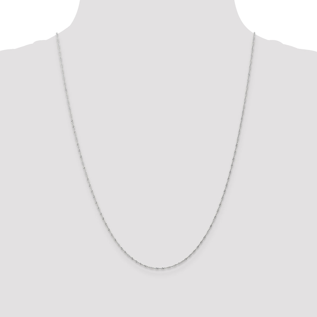 14k White Gold 1mm Carded Singapore Chain