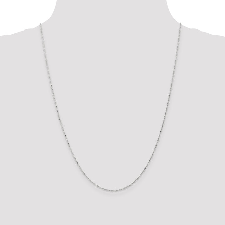 14k White Gold 1mm Carded Singapore Chain