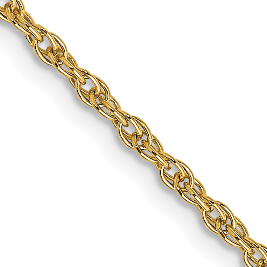 14K 1.55mm Carded Cable Rope Chain