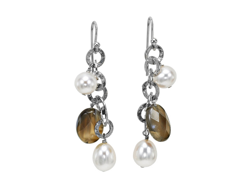Silver White & Pearl Earring