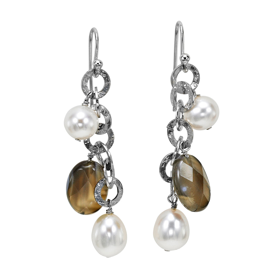 Silver White & Pearl Earring