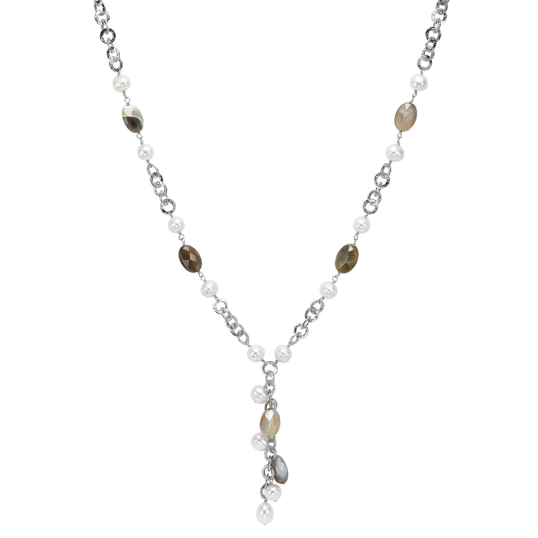 Silver White & Pearl Necklace